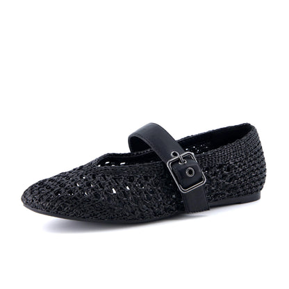 Gabby Woven Mary Jane Flats