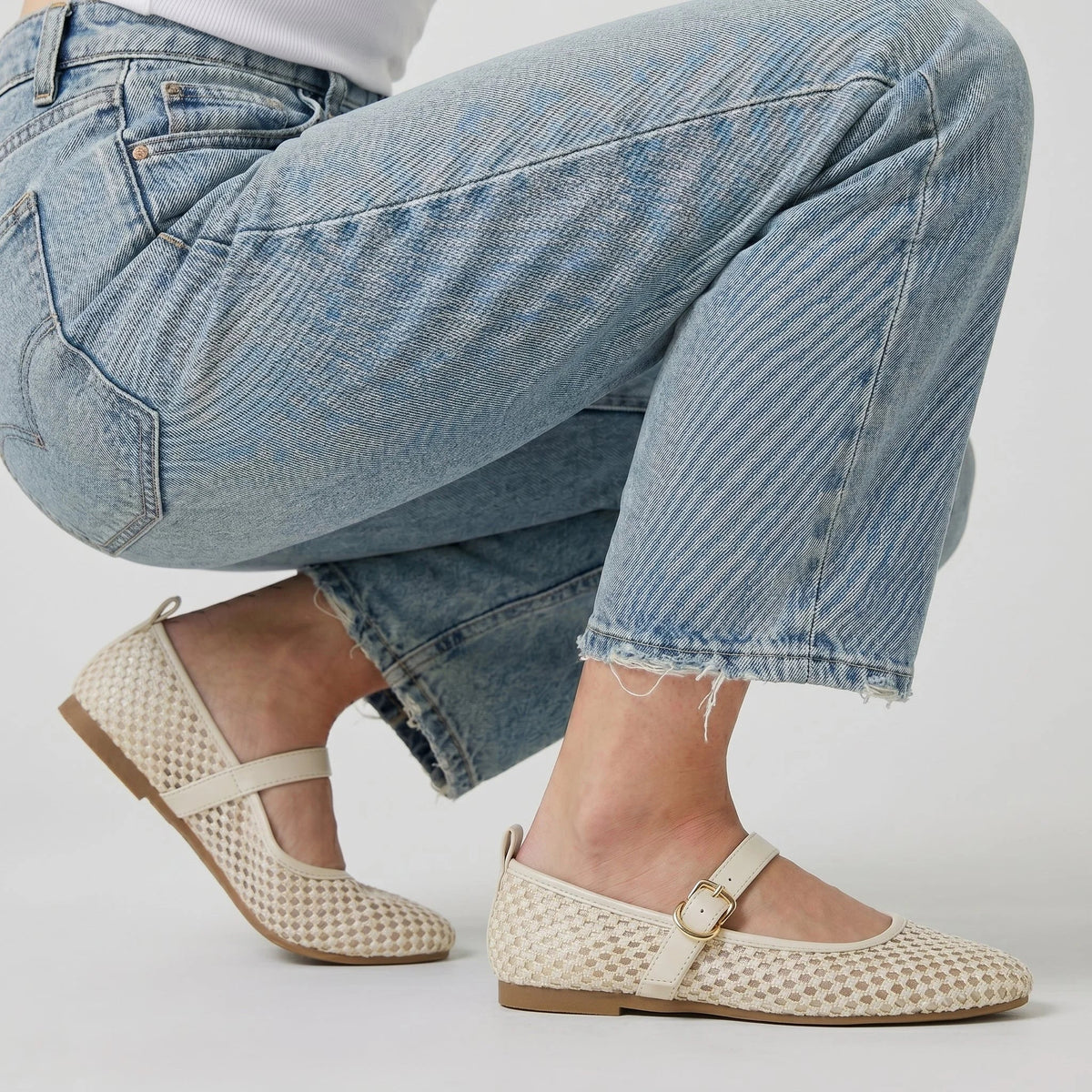 Gracie Mesh Mary Jane Flats