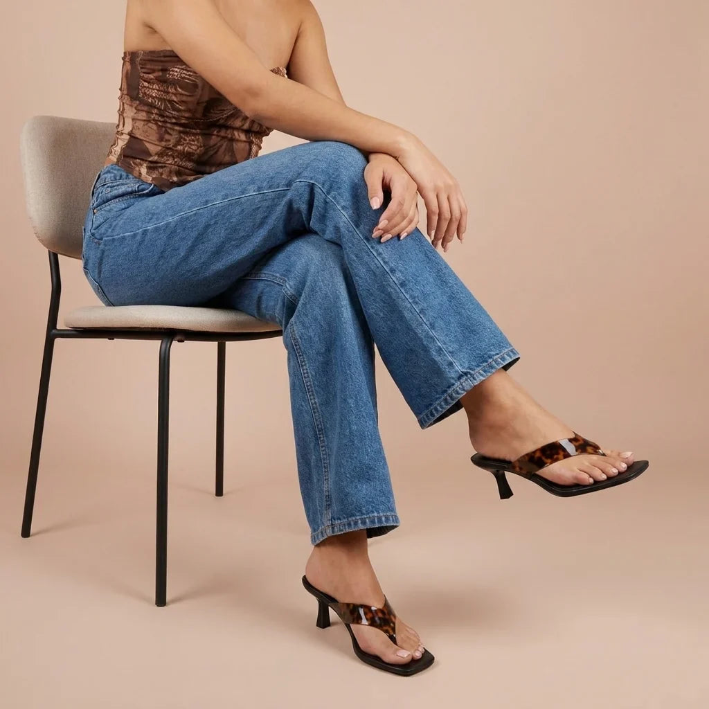Mezzo Clear Strap Kitten Heels