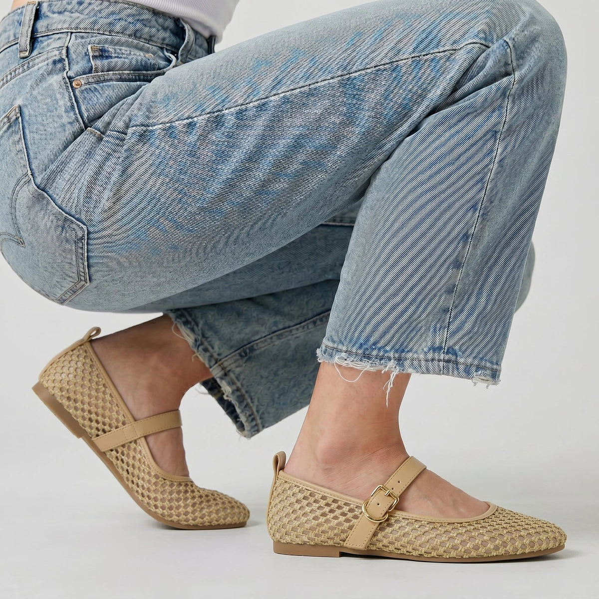 Gracie Mesh Mary Jane Flats