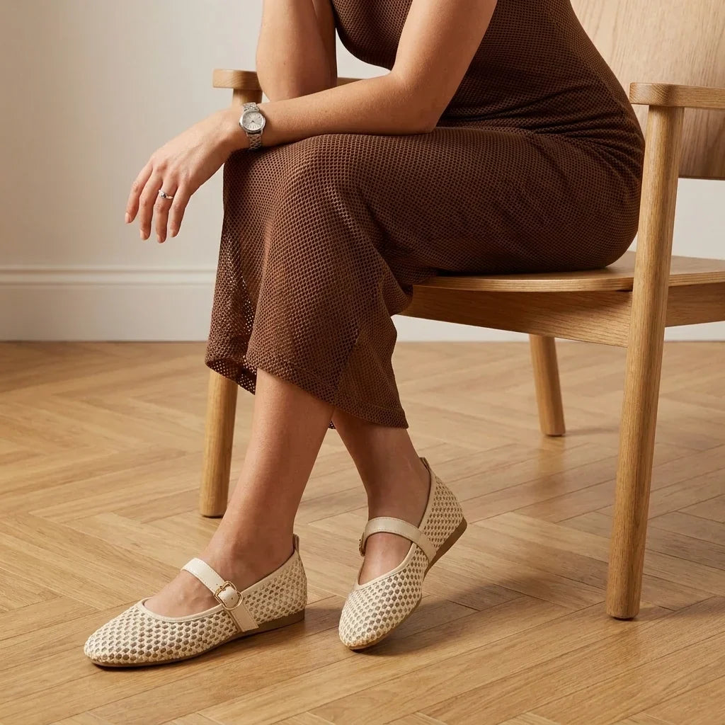 Gracie Mesh Mary Jane Flats
