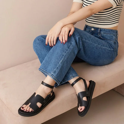 Erika Cut-Out Ankle Wrap Sandals